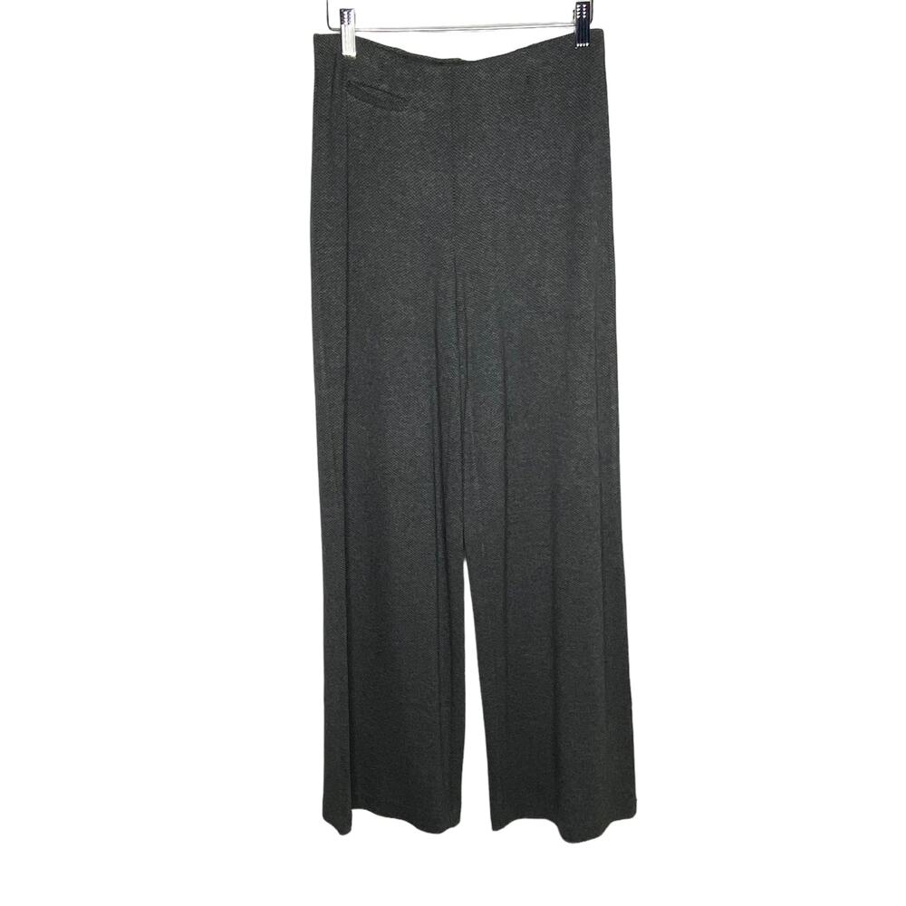 J Jill Womens Size XS Black Gray Ponte Pants Wide Leg Elastic Waist Herringbone
